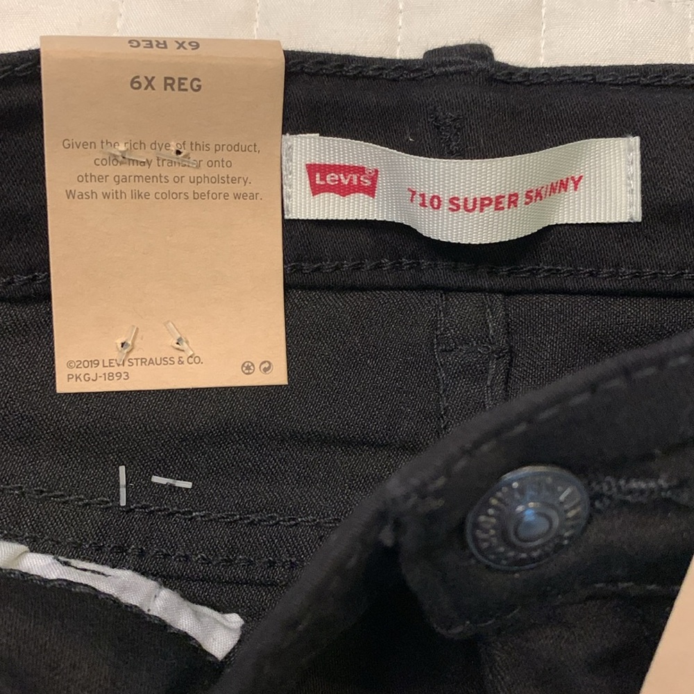 NWT Girls Levi's 710 Super Skinny Stretch Jeans, Black, Size 6 - Picture 9 of 16